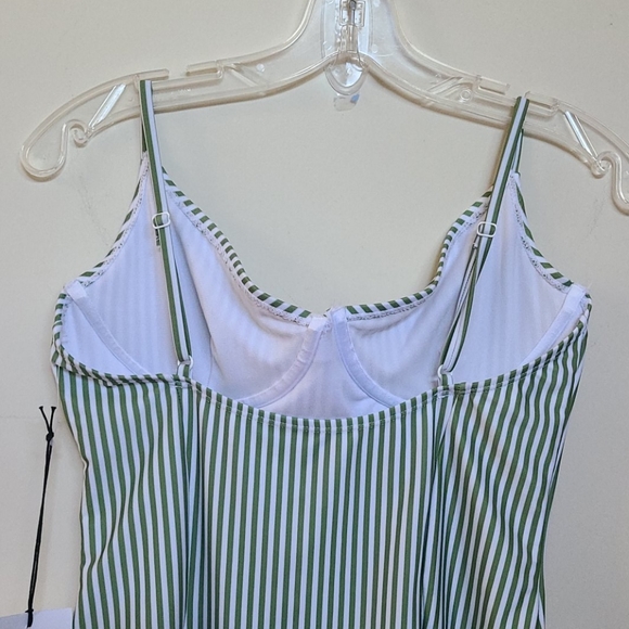 Onia Green Striped Isabella High Leg Bathingsuit - Picture 5 of 9